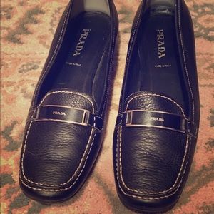 EUC Prada Black leather loafers Mocs